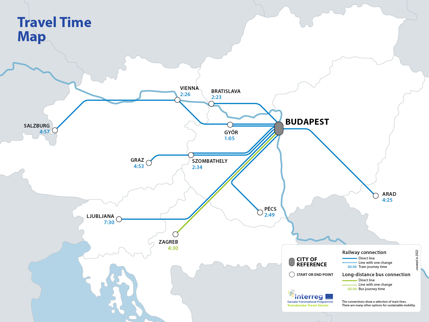 Travel Time Map - Budapest (Vergrößerte Ansicht)
