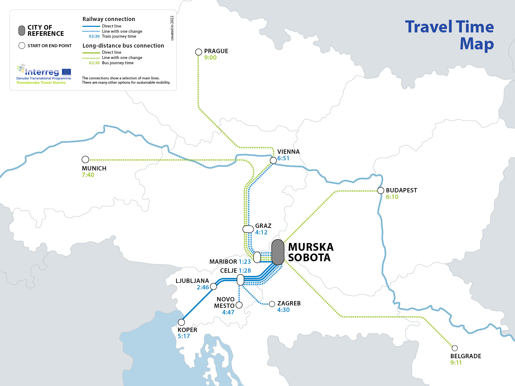 Travel Time Map - Murska Sobota (Vergrößerte Ansicht)