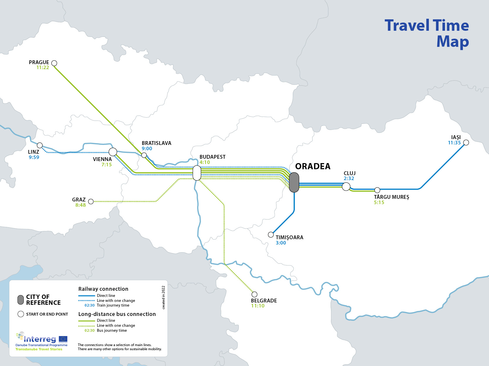 Travel Time Map - Oradea (enlarge image)